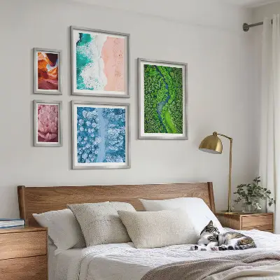Billedsæt til sofa med naturlige grønne landskaber