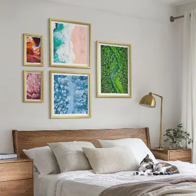 Billedsæt til sofa med naturlige grønne landskaber