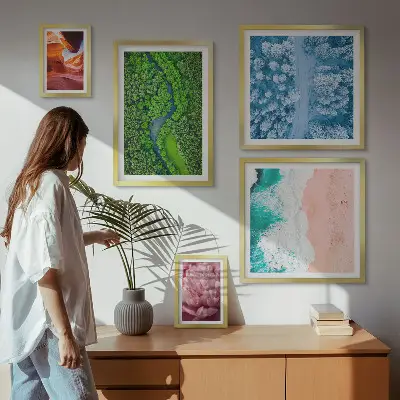 Billedsæt til sofa med naturlige grønne landskaber