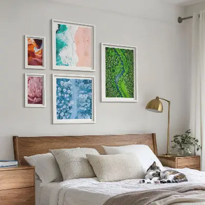 Billedsæt til sofa med naturlige grønne landskaber