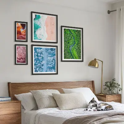Billedsæt til sofa med naturlige grønne landskaber