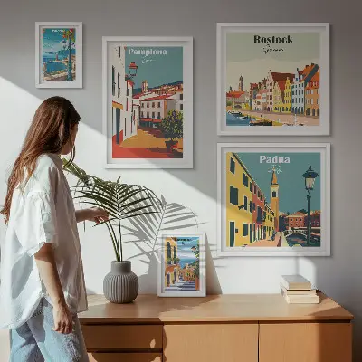 Billedkomposition til væg europæisk arkitektur og byudsigt