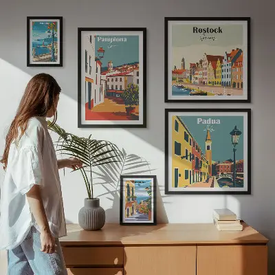 Billedkomposition til væg europæisk arkitektur og byudsigt