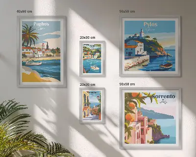 Havlandskaber i europæiske byer billedsæt til over sofa