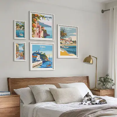 Havlandskaber i europæiske byer billedsæt til over sofa