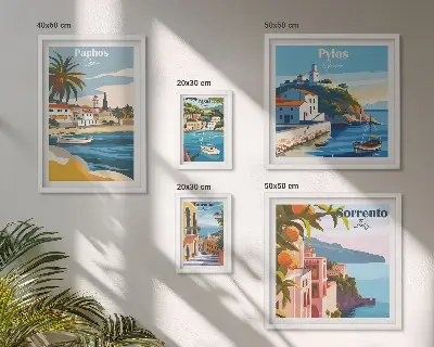 Havlandskaber i europæiske byer billedsæt til over sofa