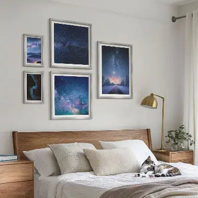 Kosmiske nattebilleder billedsæt til at hænge over sofaen