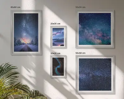 Kosmiske nattebilleder billedsæt til at hænge over sofaen