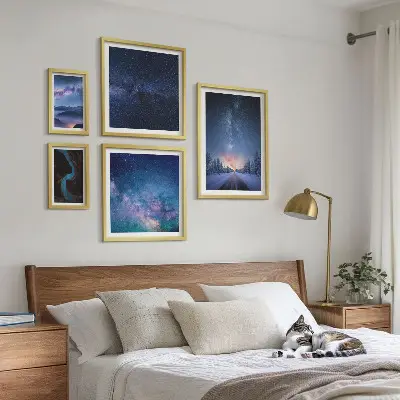 Kosmiske nattebilleder billedsæt til at hænge over sofaen