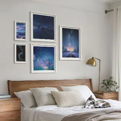 Kosmiske nattebilleder billedsæt til at hænge over sofaen
