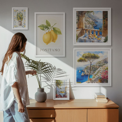 Billedkomposition til væg Citrus accenter i middelhavsstil