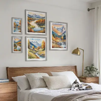 Efterårsbjerglandskaber billedsæt til over sofaen