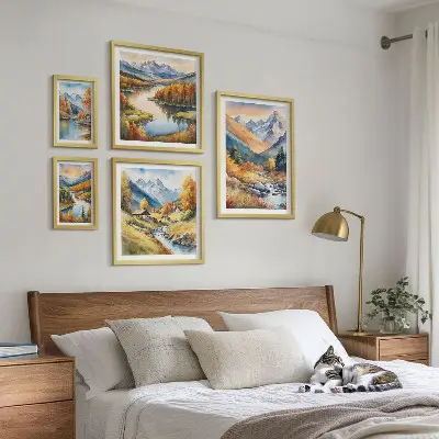 Efterårsbjerglandskaber billedsæt til over sofaen