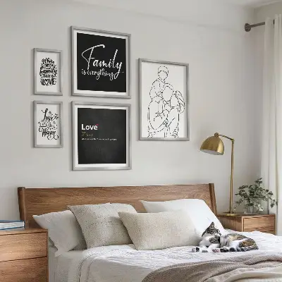 Billedkomposition til væg med motiv af familieværdier om kærlighed og nærhed