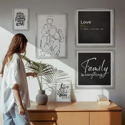 Billedkomposition til væg med motiv af familieværdier om kærlighed og nærhed