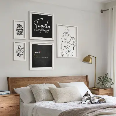 Billedkomposition til væg med motiv af familieværdier om kærlighed og nærhed