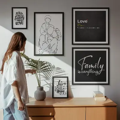 Billedkomposition til væg med motiv af familieværdier om kærlighed og nærhed