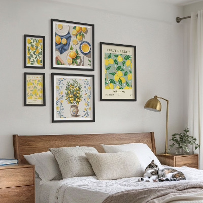 Billedsæt over sofa Citrus frisk frugt mønstre