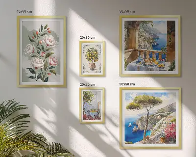 Billedsæt til sofa med maleriske blomsterudsigter