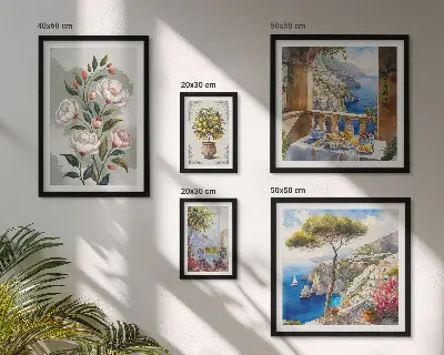 Billedsæt til sofa med maleriske blomsterudsigter