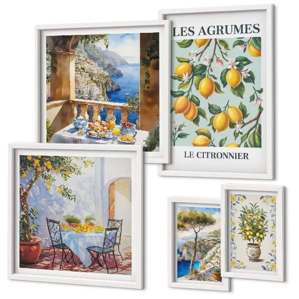 Billedsæt over sofa med citrusinspirationer fra Provence