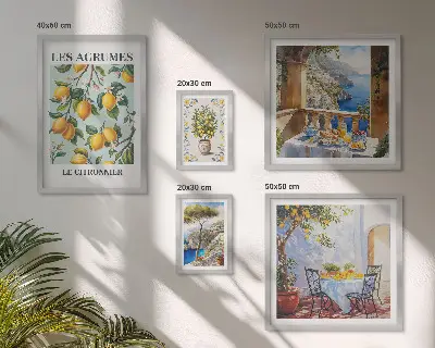 Billedsæt over sofa med citrusinspirationer fra Provence