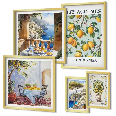 Billedsæt over sofa med citrusinspirationer fra Provence