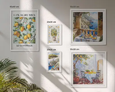 Billedsæt over sofa med citrusinspirationer fra Provence