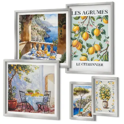 Billedsæt over sofa med citrusinspirationer fra Provence