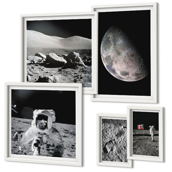 Billedkomposition til væg Astronauternes månelandskaber