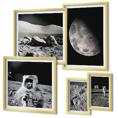 Billedkomposition til væg Astronauternes månelandskaber