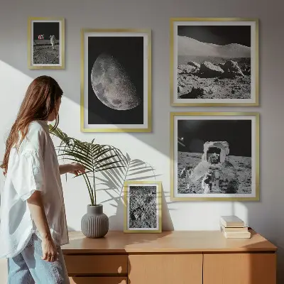 Astronauternes månelandskaber billedkomposition til væg