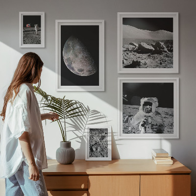 Billedkomposition til væg Astronauternes månelandskaber