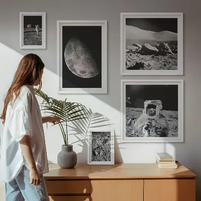 Astronauternes månelandskaber billedkomposition til væg