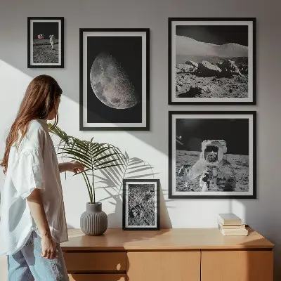 Astronauternes månelandskaber billedkomposition til væg