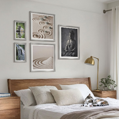 Billedsæt over sofa Afslappende zen-naturtemaer