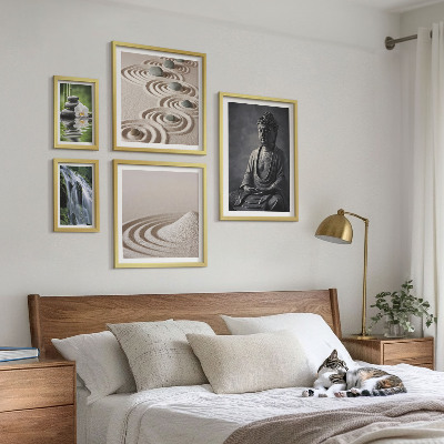 Billedsæt over sofa Afslappende zen-naturtemaer