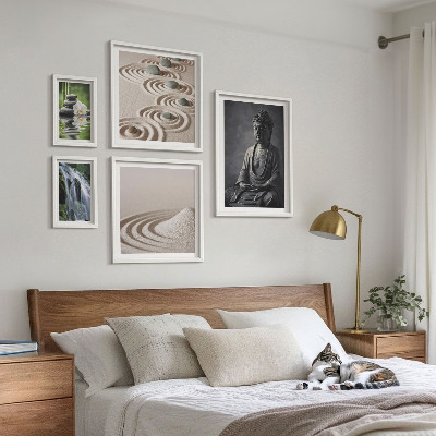 Billedsæt over sofa Afslappende zen-naturtemaer