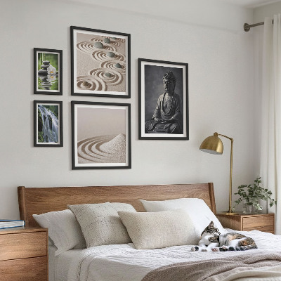 Billedsæt over sofa Afslappende zen-naturtemaer