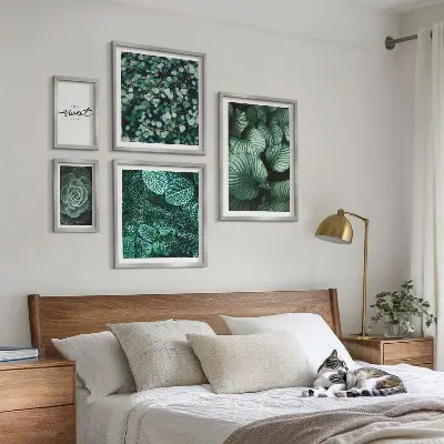 Billedkomposition til væg moderne planteillustration med grønne blade