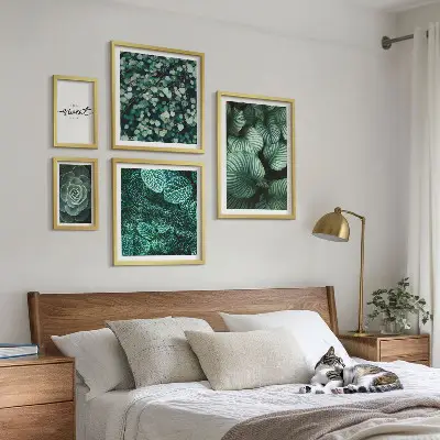 Billedkomposition til væg moderne planteillustration med grønne blade