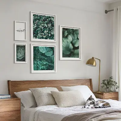 Billedkomposition til væg moderne planteillustration med grønne blade