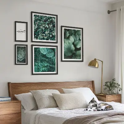 Billedkomposition til væg moderne planteillustration med grønne blade
