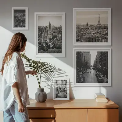 Vægdekoration med bypanoramaer billedkomposition af europæiske hovedstæder