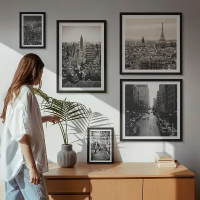 Vægdekoration med bypanoramaer billedkomposition af europæiske hovedstæder