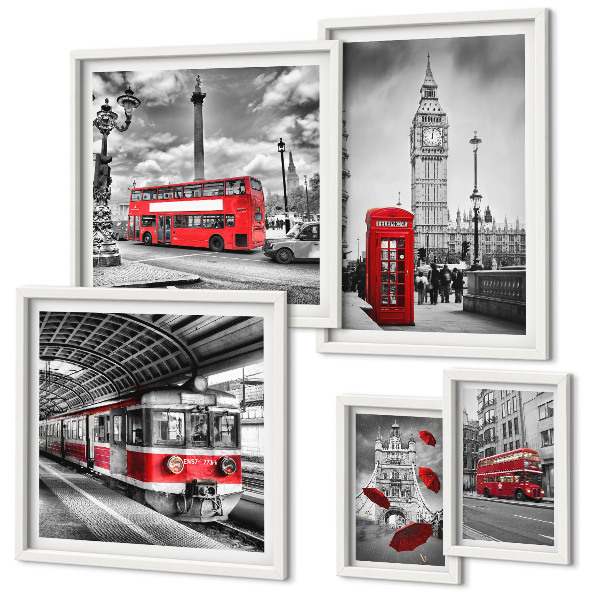 Billedsæt over sofa London-motiver med accenter