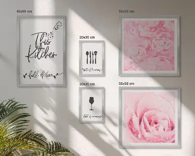 Billedsæt til væg over sofa vægdekoration med blomstermotiv og roser