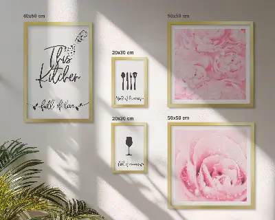Billedsæt til væg over sofa vægdekoration med blomstermotiv og roser
