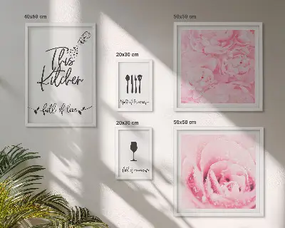 Billedsæt til væg over sofa vægdekoration med blomstermotiv og roser