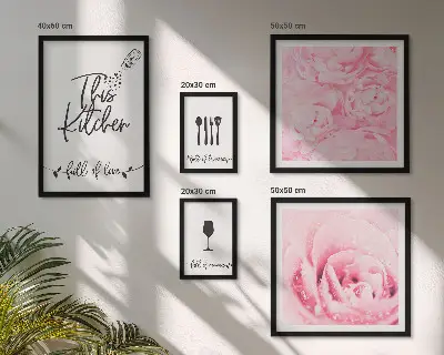 Billedsæt til væg over sofa vægdekoration med blomstermotiv og roser